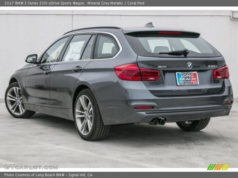 Mineral Grey Metallic / Coral Red 2017 BMW 3 Series 330i xDrive Sports Wagon