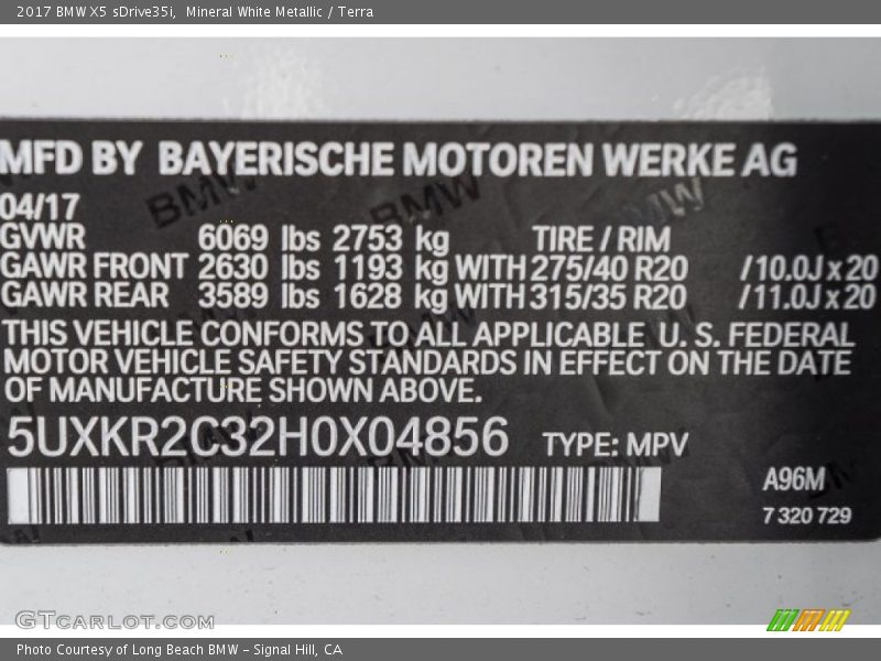Mineral White Metallic / Terra 2017 BMW X5 sDrive35i