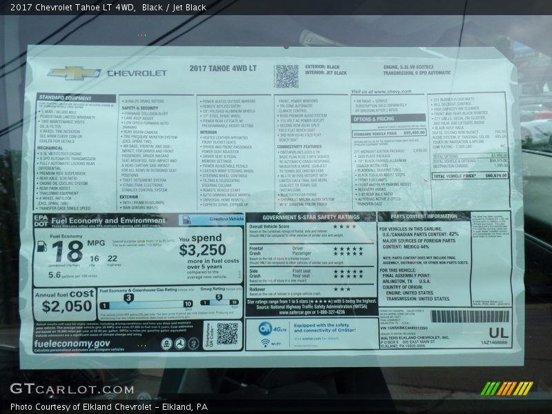Black / Jet Black 2017 Chevrolet Tahoe LT 4WD