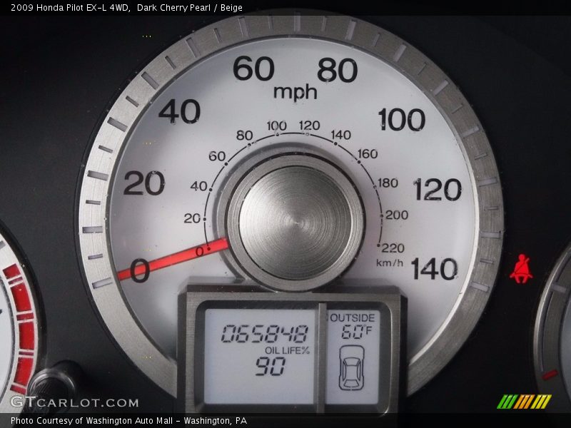 Dark Cherry Pearl / Beige 2009 Honda Pilot EX-L 4WD