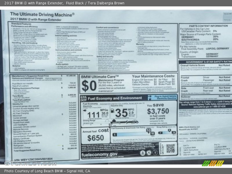 Fluid Black / Tera Dalbergia Brown 2017 BMW i3 with Range Extender