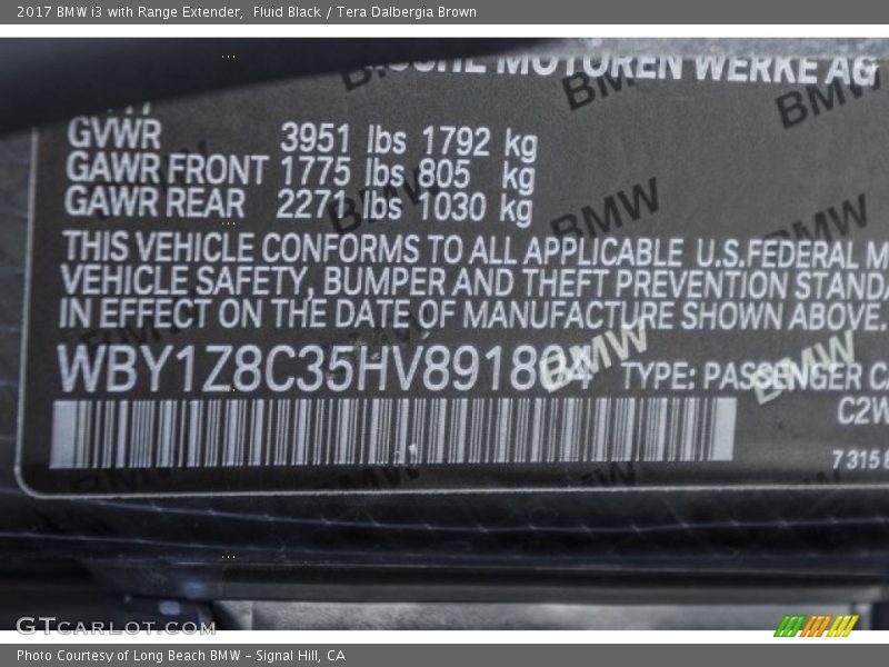 Fluid Black / Tera Dalbergia Brown 2017 BMW i3 with Range Extender