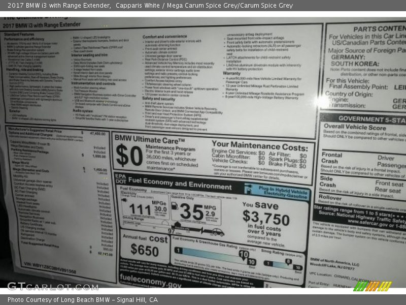 Capparis White / Mega Carum Spice Grey/Carum Spice Grey 2017 BMW i3 with Range Extender