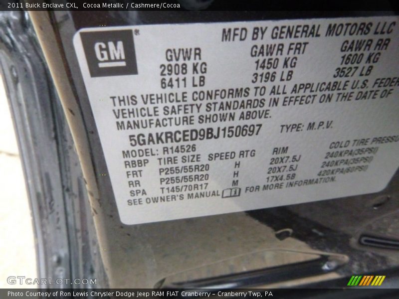 Cocoa Metallic / Cashmere/Cocoa 2011 Buick Enclave CXL