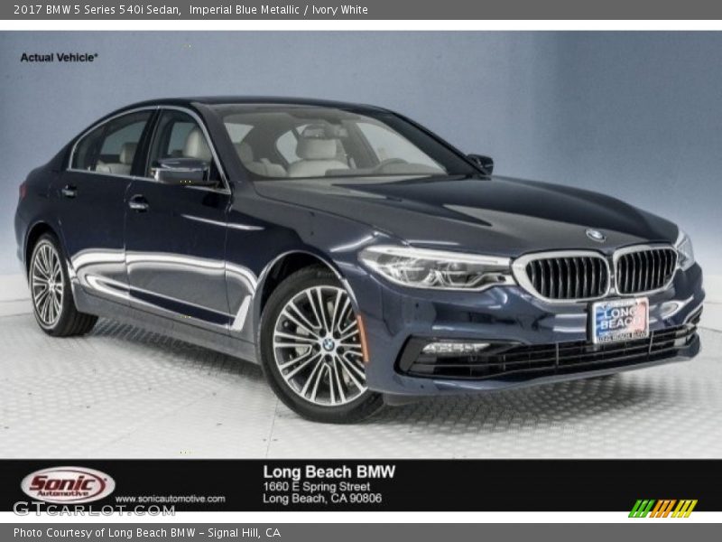 Imperial Blue Metallic / Ivory White 2017 BMW 5 Series 540i Sedan