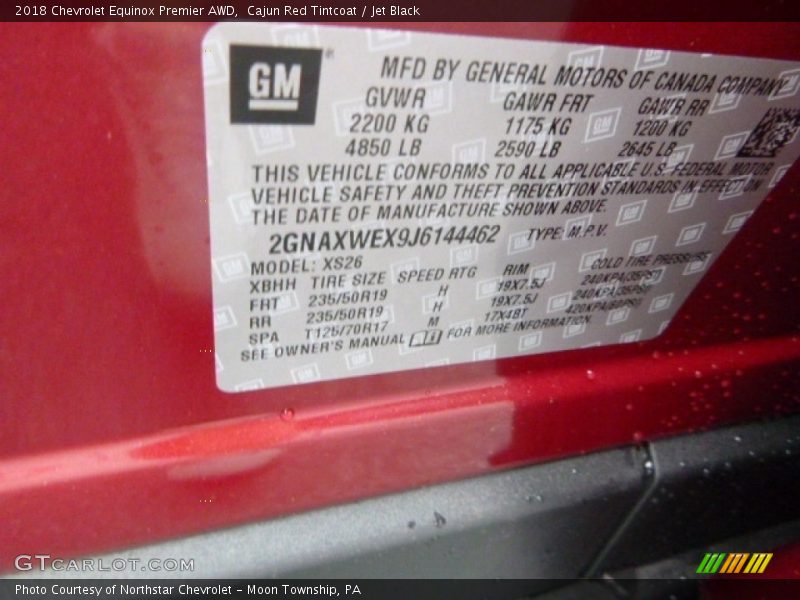 Cajun Red Tintcoat / Jet Black 2018 Chevrolet Equinox Premier AWD