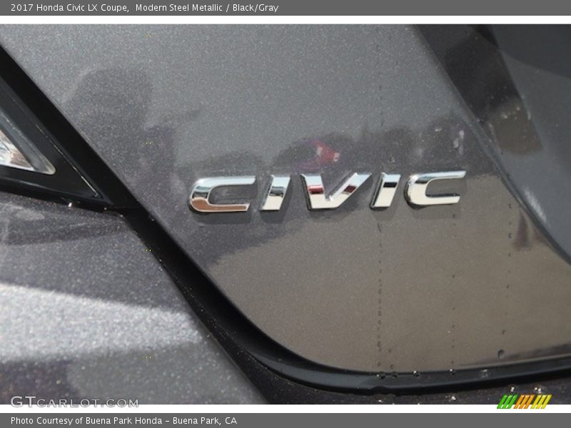 Modern Steel Metallic / Black/Gray 2017 Honda Civic LX Coupe