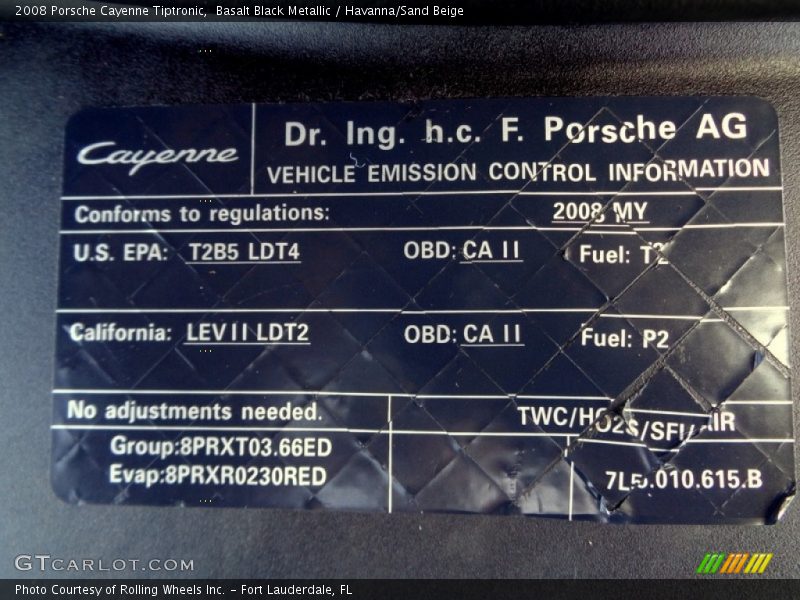 Basalt Black Metallic / Havanna/Sand Beige 2008 Porsche Cayenne Tiptronic