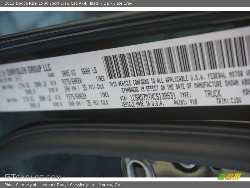 Black / Dark Slate Gray 2012 Dodge Ram 1500 Sport Crew Cab 4x4