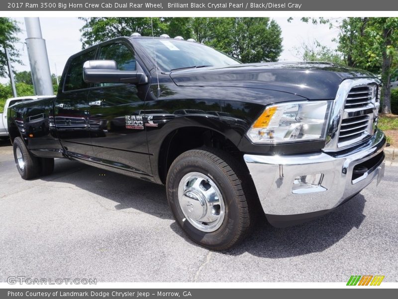 Brilliant Black Crystal Pearl / Black/Diesel Gray 2017 Ram 3500 Big Horn Crew Cab Dual Rear Wheel