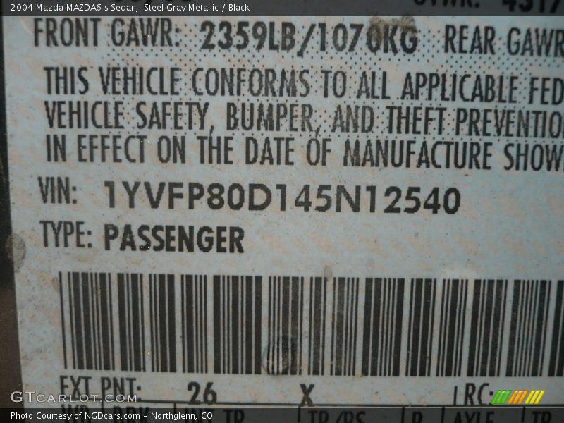 Steel Gray Metallic / Black 2004 Mazda MAZDA6 s Sedan