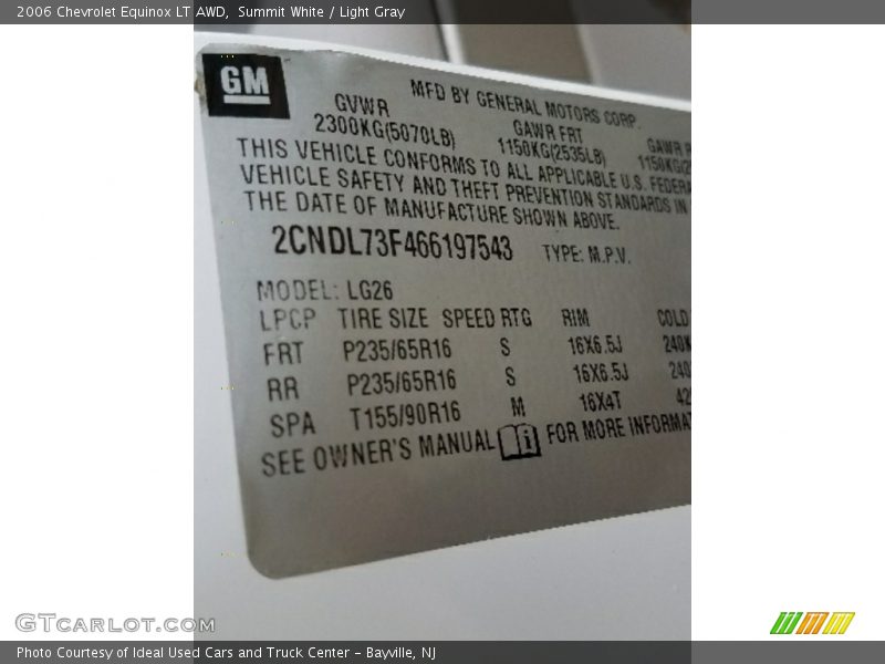 Summit White / Light Gray 2006 Chevrolet Equinox LT AWD
