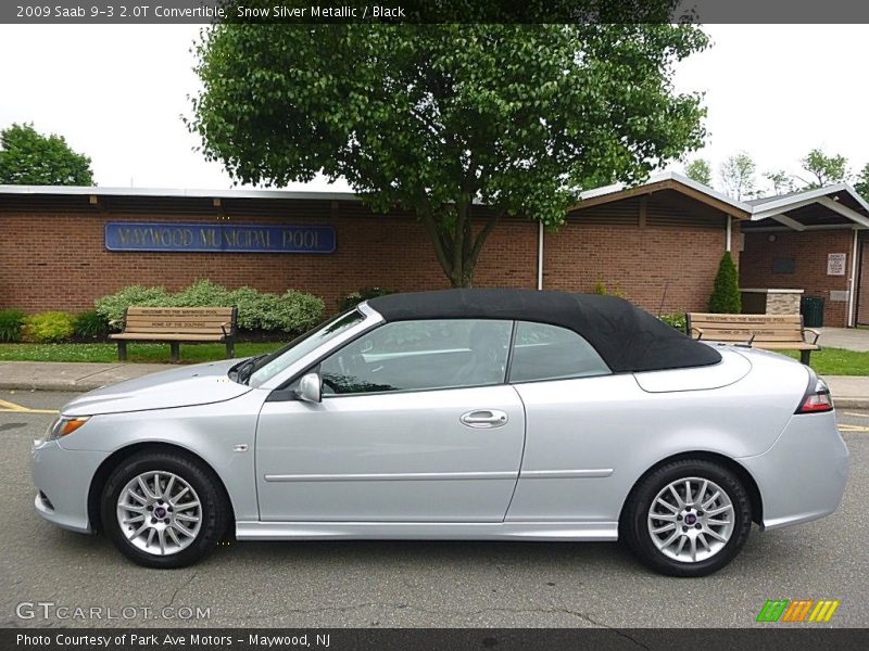 Snow Silver Metallic / Black 2009 Saab 9-3 2.0T Convertible