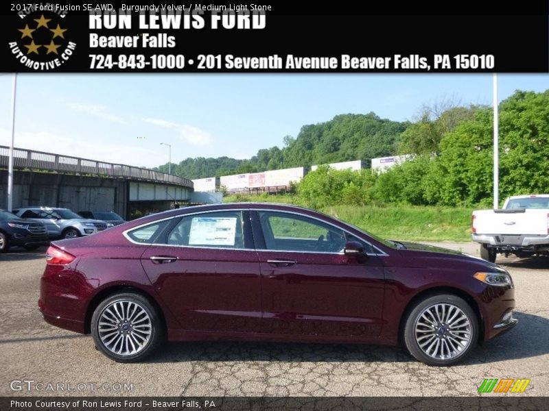 Burgundy Velvet / Medium Light Stone 2017 Ford Fusion SE AWD