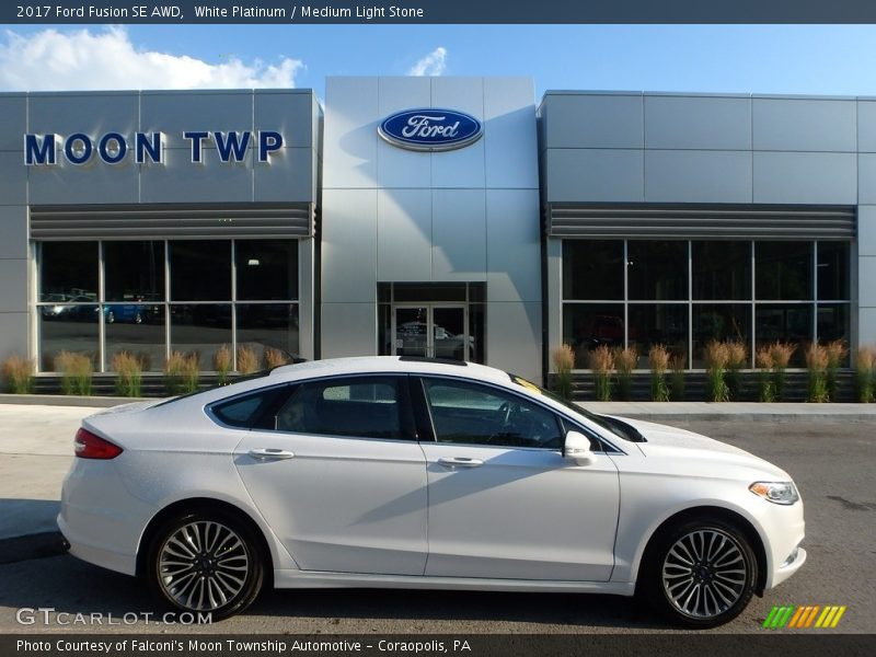 White Platinum / Medium Light Stone 2017 Ford Fusion SE AWD