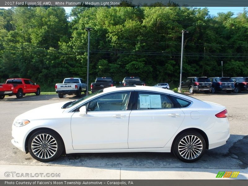 White Platinum / Medium Light Stone 2017 Ford Fusion SE AWD