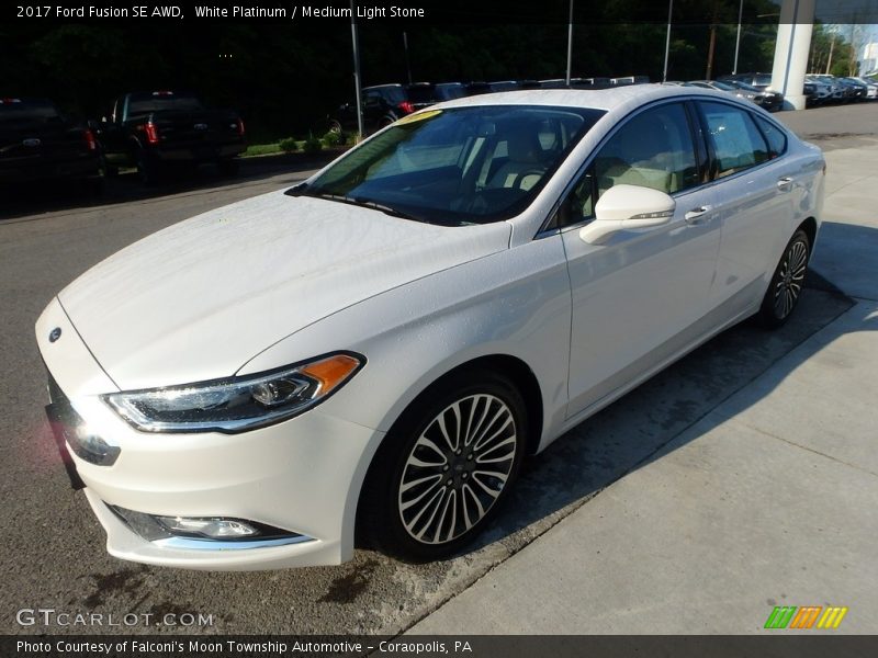 White Platinum / Medium Light Stone 2017 Ford Fusion SE AWD
