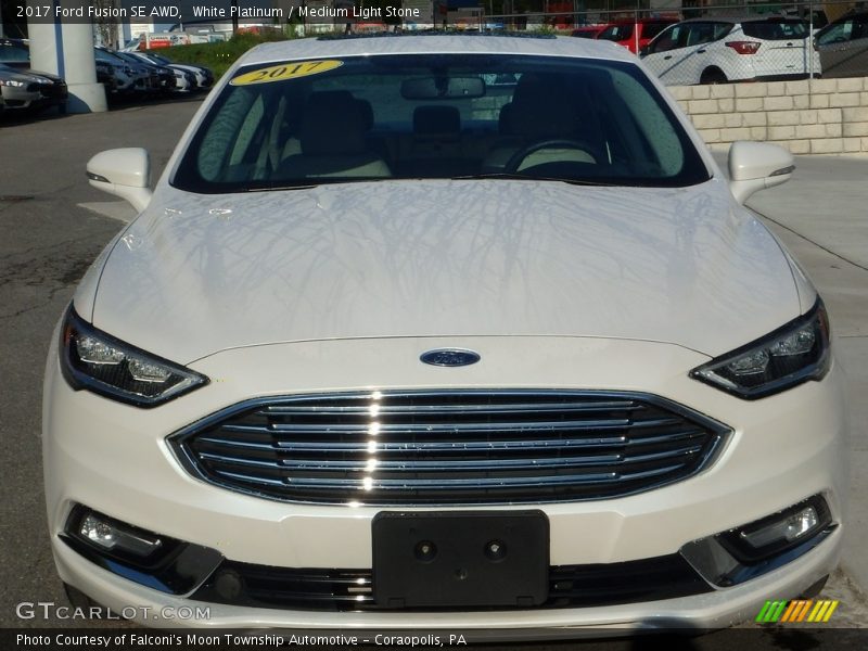 White Platinum / Medium Light Stone 2017 Ford Fusion SE AWD