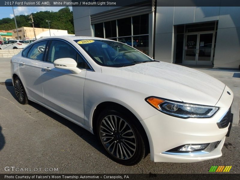 White Platinum / Medium Light Stone 2017 Ford Fusion SE AWD