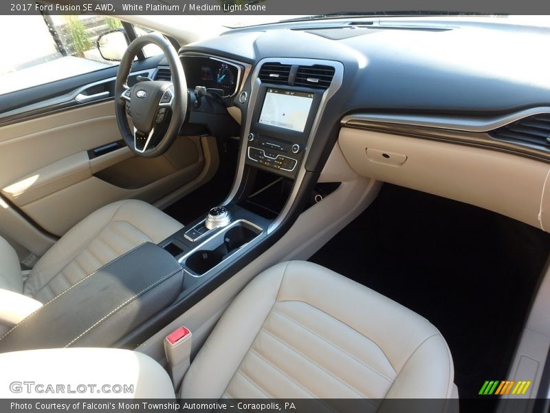 White Platinum / Medium Light Stone 2017 Ford Fusion SE AWD