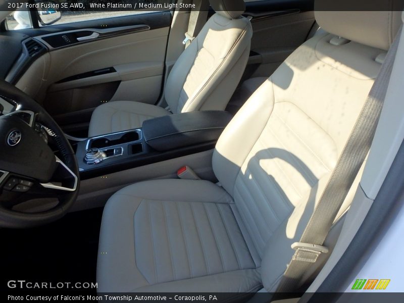 White Platinum / Medium Light Stone 2017 Ford Fusion SE AWD