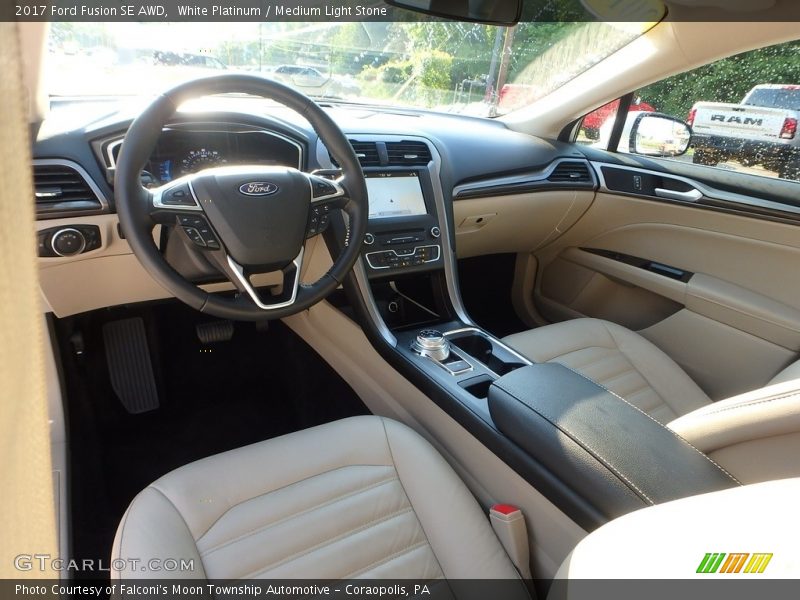 White Platinum / Medium Light Stone 2017 Ford Fusion SE AWD