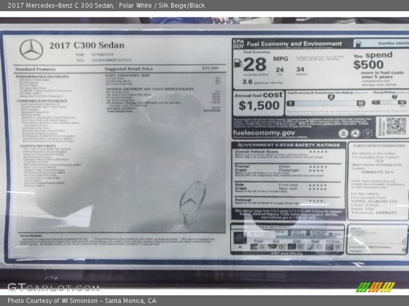 Polar White / Silk Beige/Black 2017 Mercedes-Benz C 300 Sedan