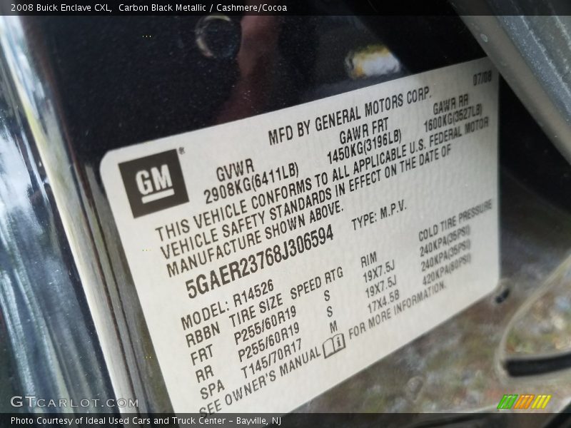 Carbon Black Metallic / Cashmere/Cocoa 2008 Buick Enclave CXL