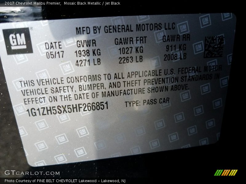 Mosaic Black Metallic / Jet Black 2017 Chevrolet Malibu Premier