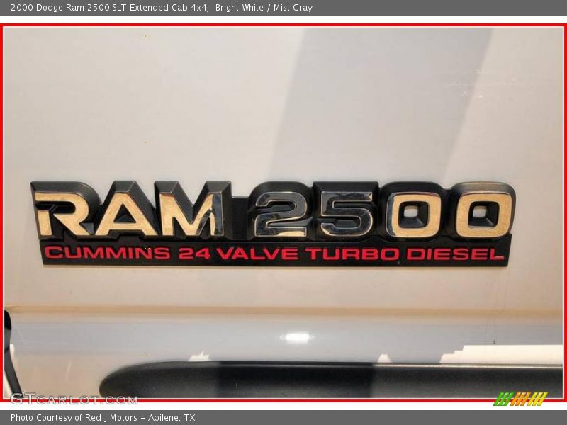 Bright White / Mist Gray 2000 Dodge Ram 2500 SLT Extended Cab 4x4
