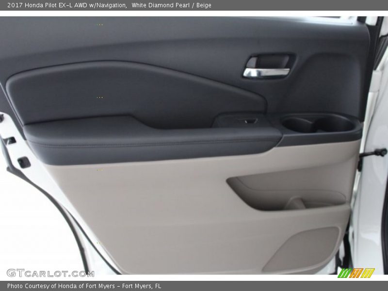 White Diamond Pearl / Beige 2017 Honda Pilot EX-L AWD w/Navigation