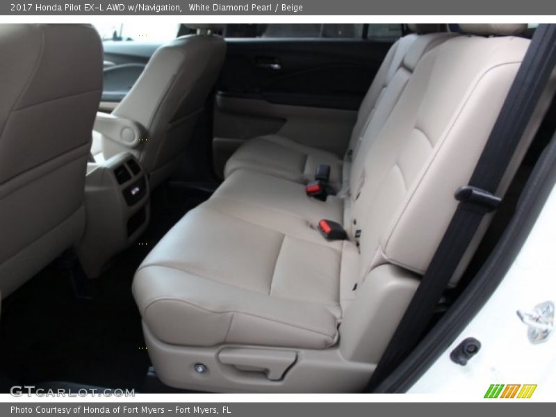 White Diamond Pearl / Beige 2017 Honda Pilot EX-L AWD w/Navigation