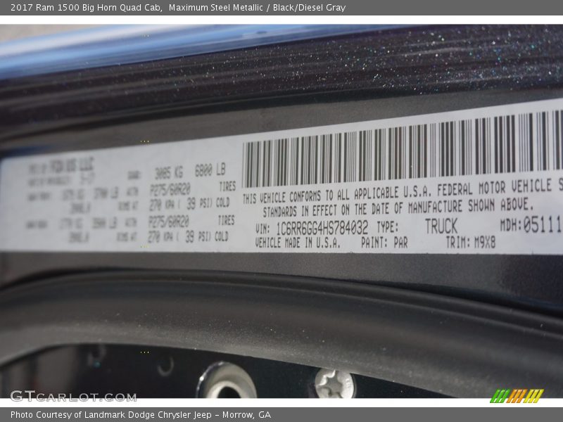 Maximum Steel Metallic / Black/Diesel Gray 2017 Ram 1500 Big Horn Quad Cab
