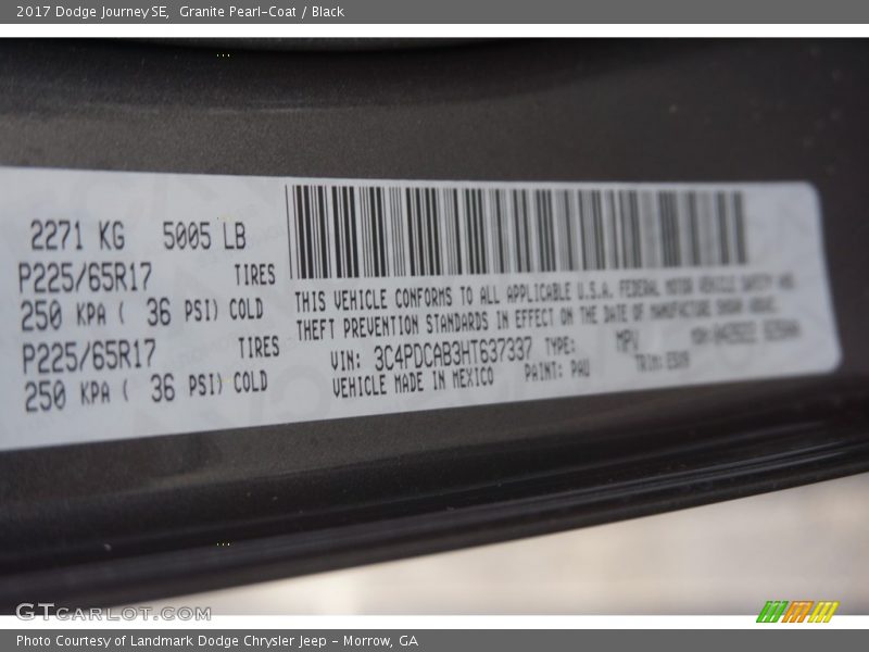 Granite Pearl-Coat / Black 2017 Dodge Journey SE