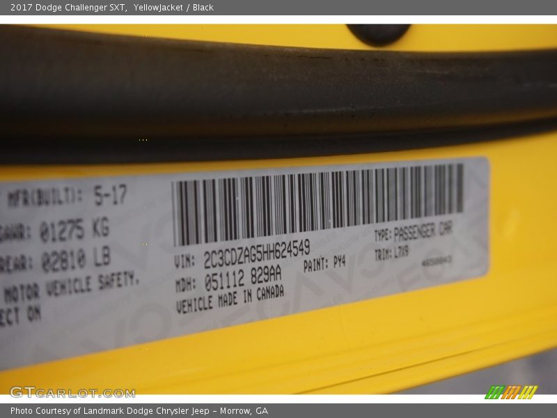 YellowJacket / Black 2017 Dodge Challenger SXT