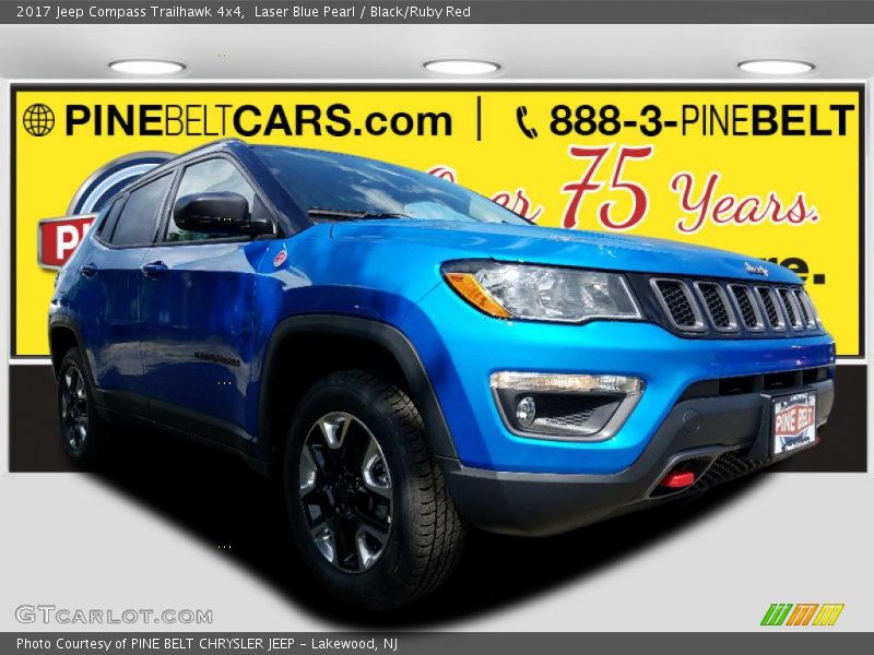 Laser Blue Pearl / Black/Ruby Red 2017 Jeep Compass Trailhawk 4x4
