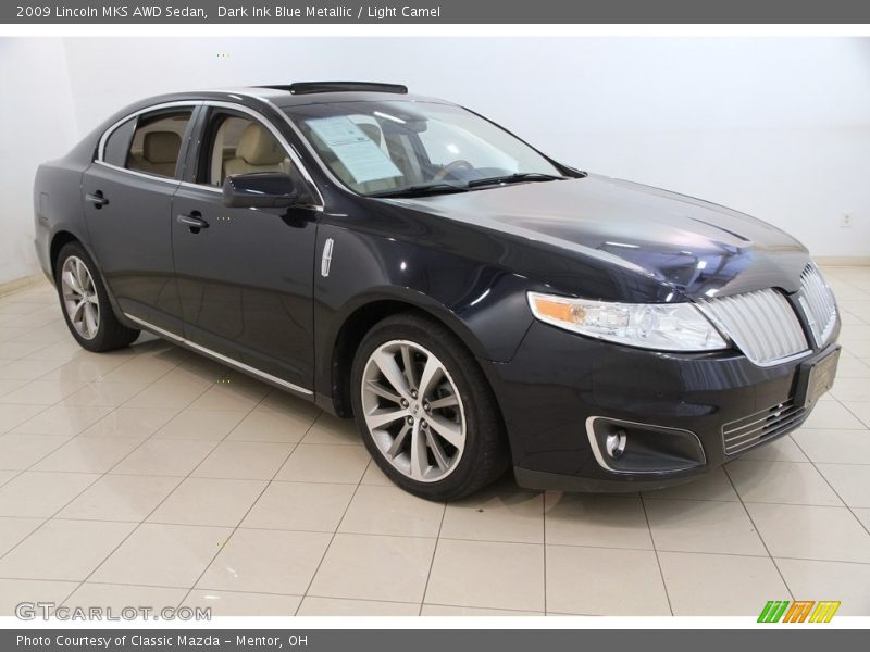 Dark Ink Blue Metallic / Light Camel 2009 Lincoln MKS AWD Sedan