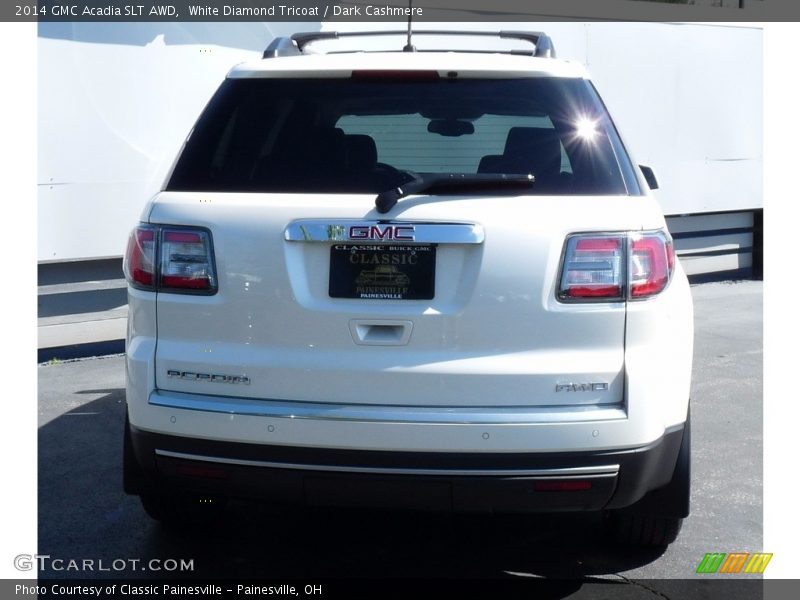White Diamond Tricoat / Dark Cashmere 2014 GMC Acadia SLT AWD