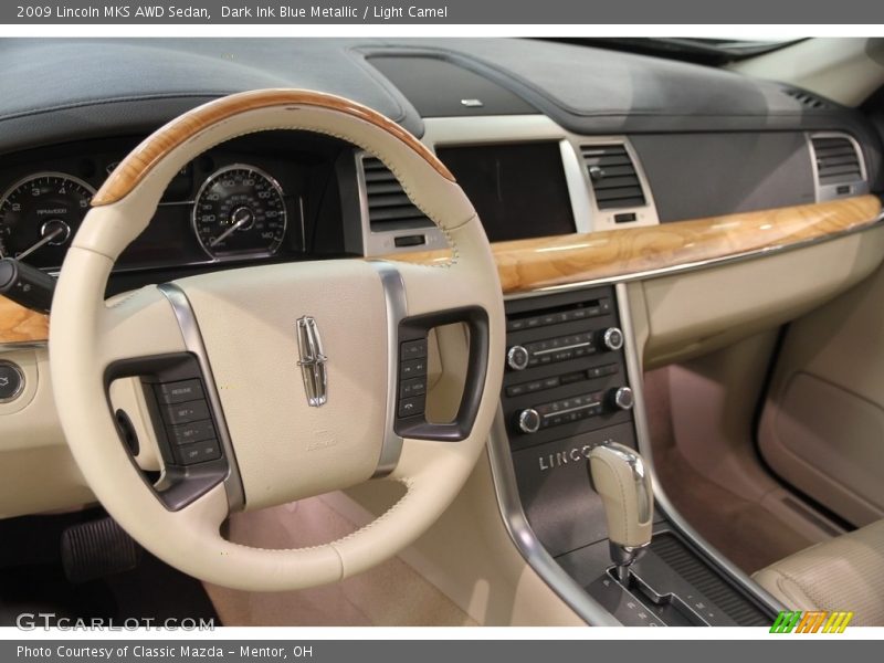 Dark Ink Blue Metallic / Light Camel 2009 Lincoln MKS AWD Sedan