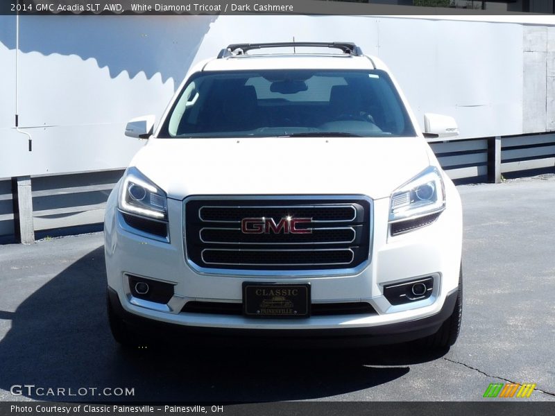 White Diamond Tricoat / Dark Cashmere 2014 GMC Acadia SLT AWD