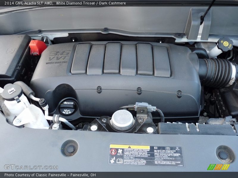White Diamond Tricoat / Dark Cashmere 2014 GMC Acadia SLT AWD
