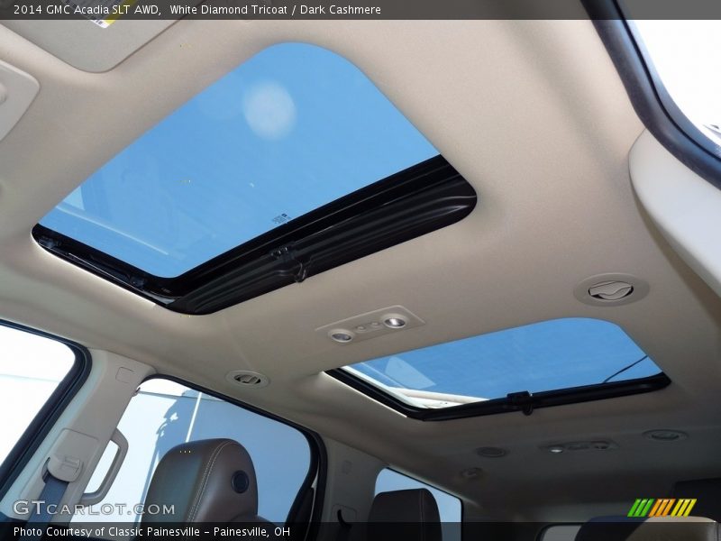 White Diamond Tricoat / Dark Cashmere 2014 GMC Acadia SLT AWD
