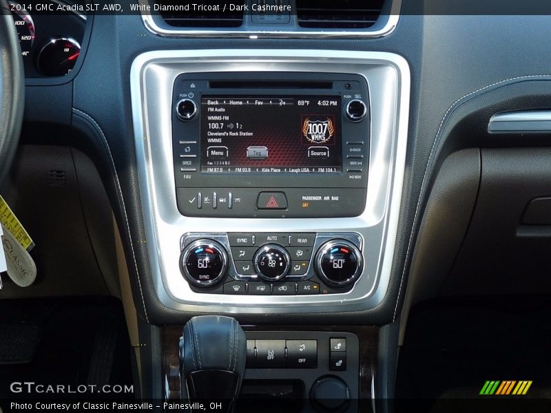 White Diamond Tricoat / Dark Cashmere 2014 GMC Acadia SLT AWD