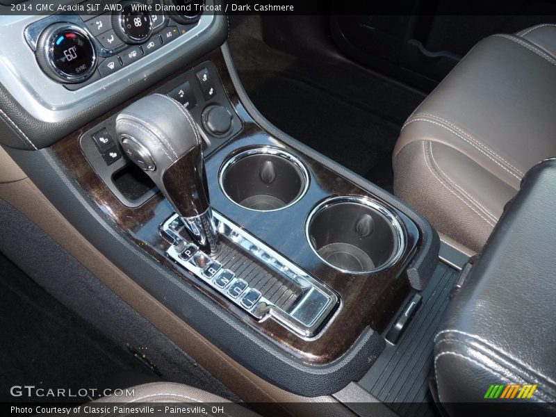 White Diamond Tricoat / Dark Cashmere 2014 GMC Acadia SLT AWD