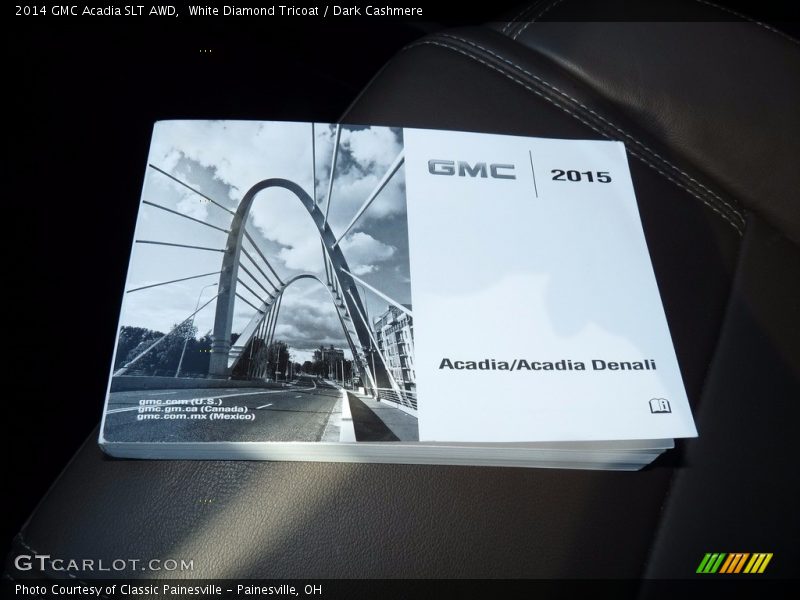 White Diamond Tricoat / Dark Cashmere 2014 GMC Acadia SLT AWD