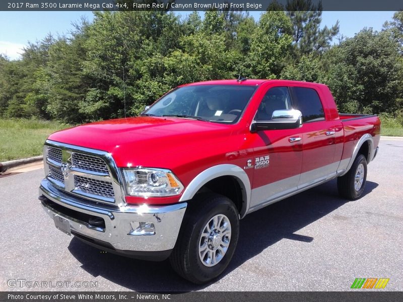 Flame Red / Canyon Brown/Light Frost Beige 2017 Ram 3500 Laramie Mega Cab 4x4