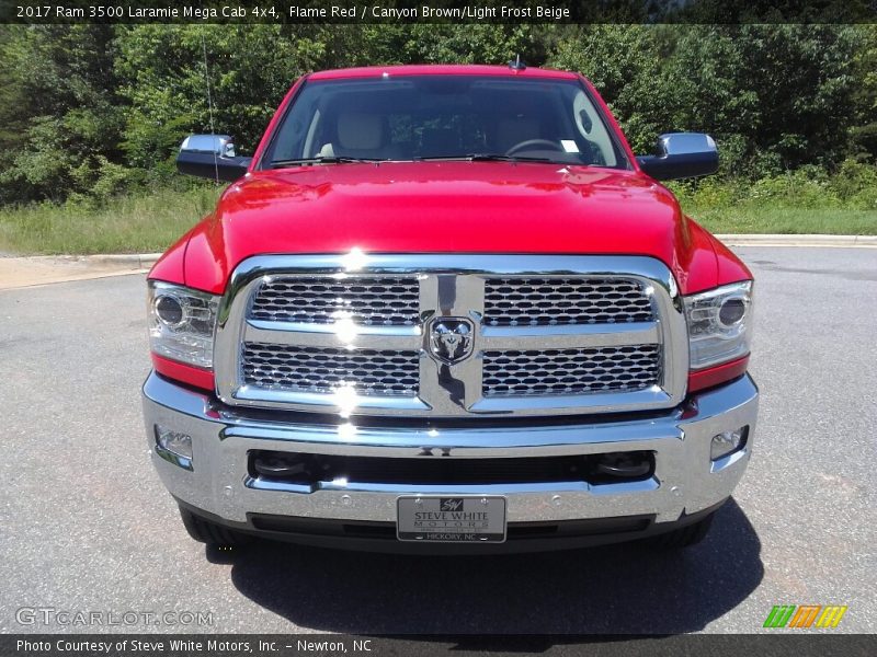 Flame Red / Canyon Brown/Light Frost Beige 2017 Ram 3500 Laramie Mega Cab 4x4