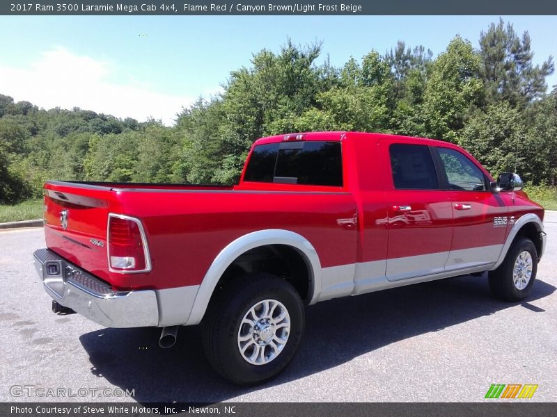 Flame Red / Canyon Brown/Light Frost Beige 2017 Ram 3500 Laramie Mega Cab 4x4