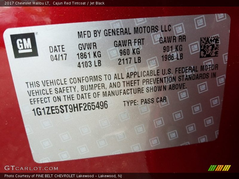 Cajun Red Tintcoat / Jet Black 2017 Chevrolet Malibu LT