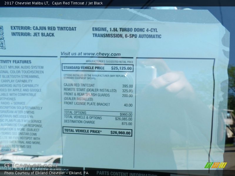 Cajun Red Tintcoat / Jet Black 2017 Chevrolet Malibu LT
